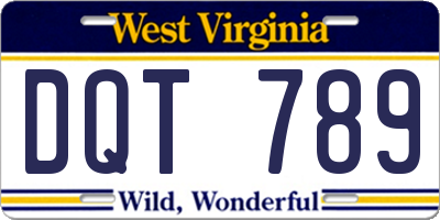 WV license plate DQT789