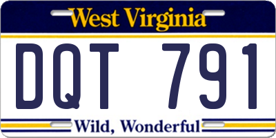 WV license plate DQT791