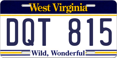 WV license plate DQT815
