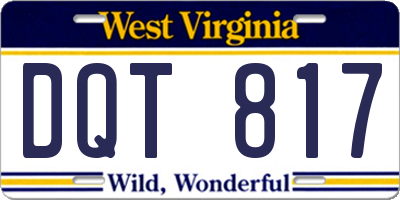 WV license plate DQT817