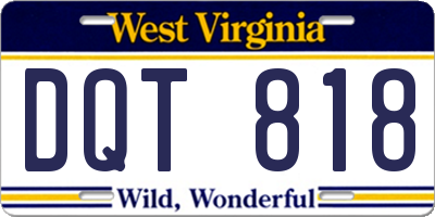 WV license plate DQT818