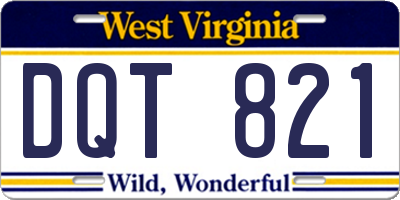 WV license plate DQT821