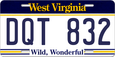 WV license plate DQT832