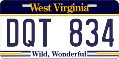 WV license plate DQT834