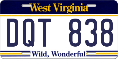 WV license plate DQT838