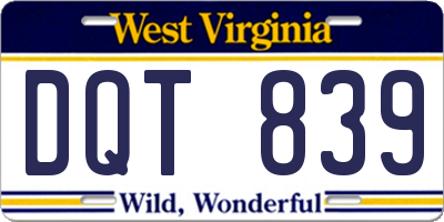 WV license plate DQT839
