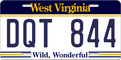 WV license plate DQT844