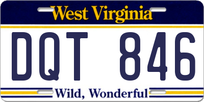 WV license plate DQT846