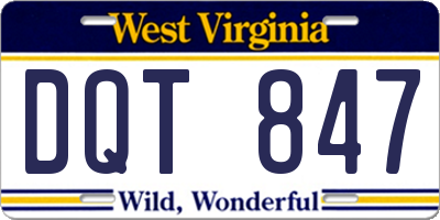 WV license plate DQT847