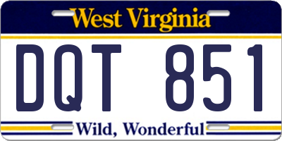 WV license plate DQT851