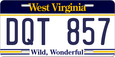 WV license plate DQT857