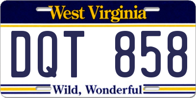 WV license plate DQT858