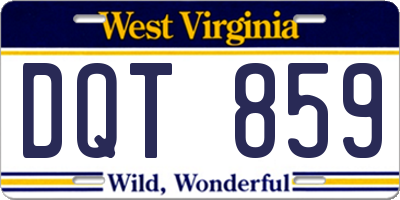 WV license plate DQT859