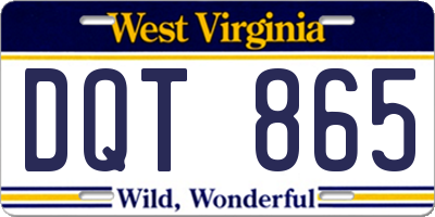 WV license plate DQT865