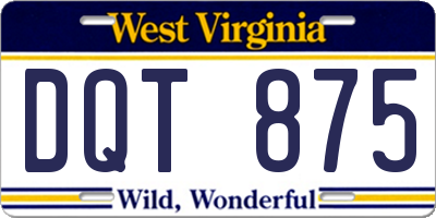 WV license plate DQT875
