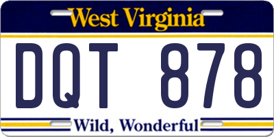 WV license plate DQT878