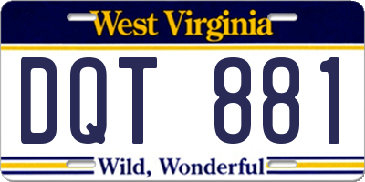 WV license plate DQT881