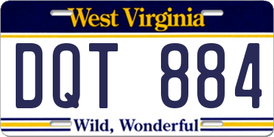 WV license plate DQT884
