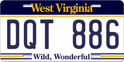 WV license plate DQT886
