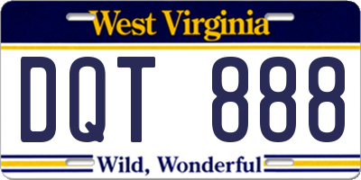 WV license plate DQT888