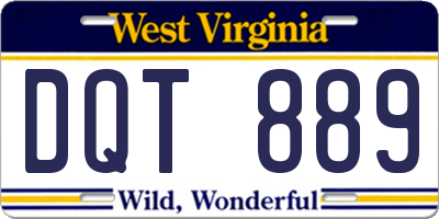 WV license plate DQT889