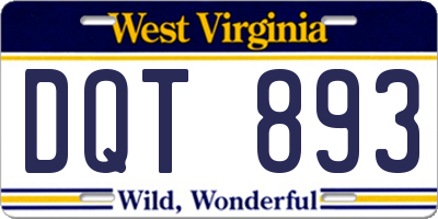 WV license plate DQT893