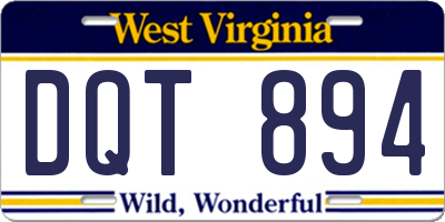 WV license plate DQT894