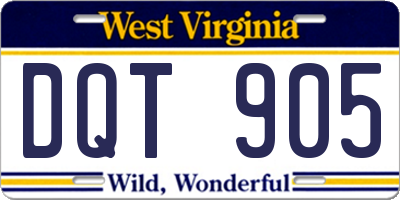 WV license plate DQT905