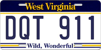 WV license plate DQT911