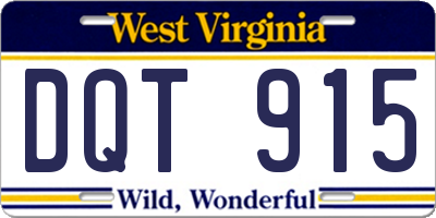 WV license plate DQT915