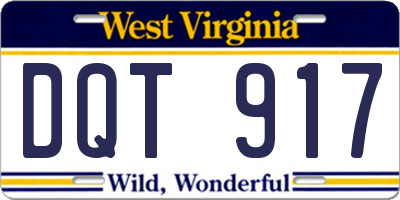 WV license plate DQT917