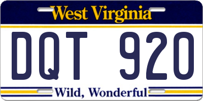 WV license plate DQT920