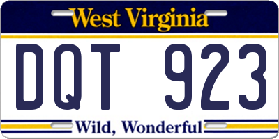 WV license plate DQT923