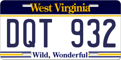 WV license plate DQT932