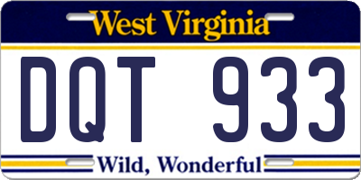 WV license plate DQT933