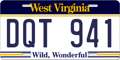 WV license plate DQT941