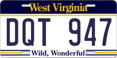 WV license plate DQT947