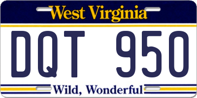 WV license plate DQT950