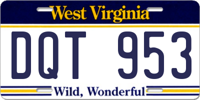 WV license plate DQT953