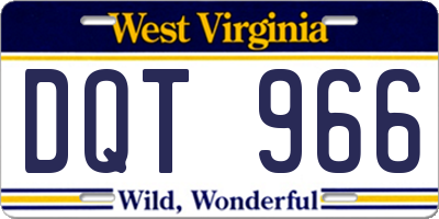 WV license plate DQT966