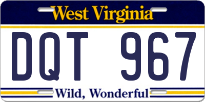 WV license plate DQT967