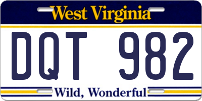 WV license plate DQT982