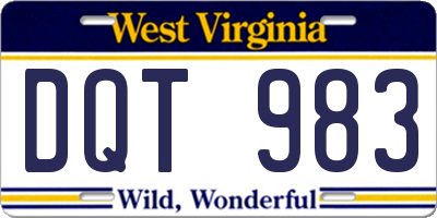 WV license plate DQT983