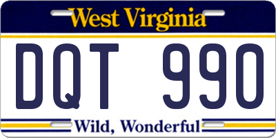 WV license plate DQT990