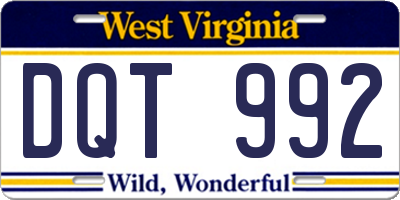 WV license plate DQT992