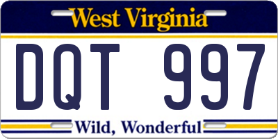 WV license plate DQT997