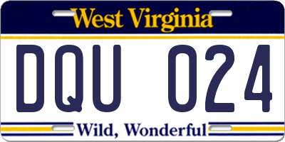 WV license plate DQU024