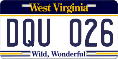 WV license plate DQU026