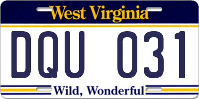 WV license plate DQU031