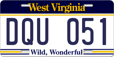 WV license plate DQU051